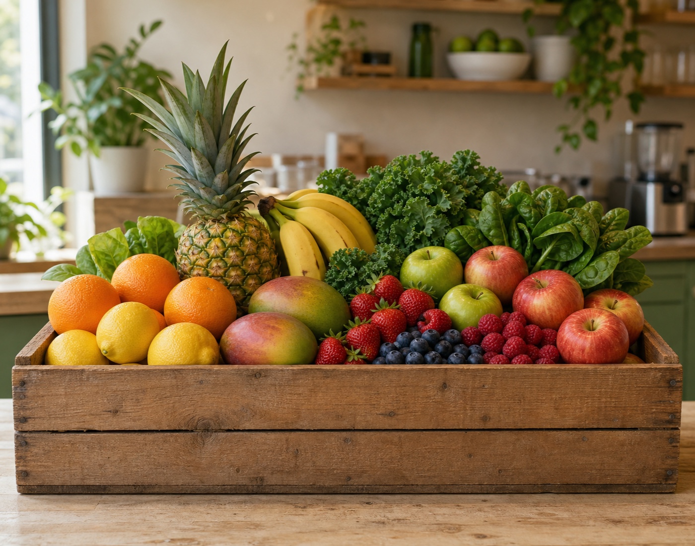 Fresh fruit arranged for service at a smoothie shop